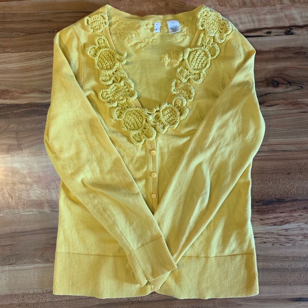 Moth Anthropopogy Abuzz Bee Yellow Cardigan Medium